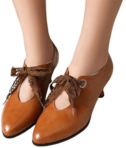 Escarpins Femme Petit Talon, pour Mariage Chaussure Vintage, Sandales Confort Ballerines Marron, Basket Orthopedique, Été Bride Heels Dance Shoes Escarpin
