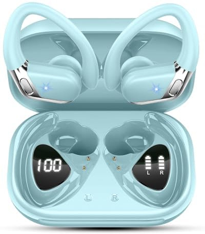 Matast Cuffie Bluetooth 5.4, Auricolari Bluetooth Sport con 3D Bass Hifi Stereo, 50 Ore Cuffie Wireless Blu