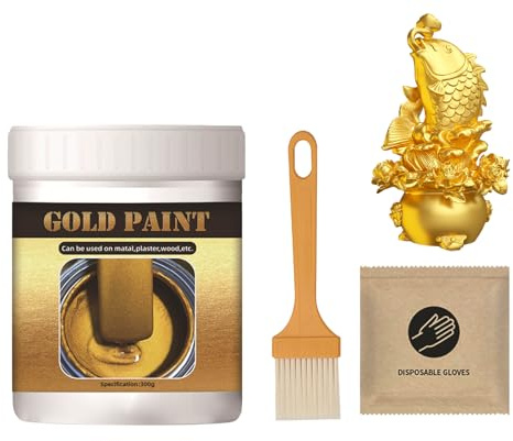 Generico Vernice Color Oro per Artigianato - 300g Attrezzature Per La Colorazione - Vernice Effetto Foglia Oro | Per Porta Ringhiera In Ferro Mobili Ferramenta Artigianato Parete Gioielli Tessuto