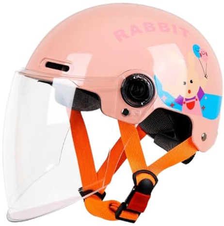 Casco Infantil para Scooter, Casco De Moto Abierto para Niños con Visera Solar Homologado ECE 22.06, Casco Jet para Moto Infantil para Niños Y Niñas De 3 A 12 Años. I,47-55cm