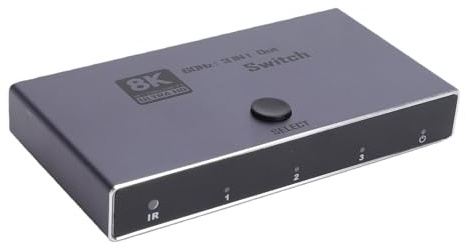 Fabater HDMI-switcher, 3 in 1 Ut 8K 60Hz HDMI-väljare Ljudextraktor med IR-fjärrkontroll, Hög Hastighet 48 Gbps, Stöd för 4K 240Hz 1080P 480Hz, Idealisk för Spel och Streaming