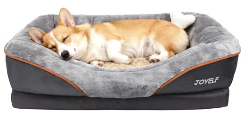 JOYELF Medium Memory Foam Dog Bed Orthopedic Dog Bed & Sofa with Removable Washable Cover and Squeaker Toy as Gift