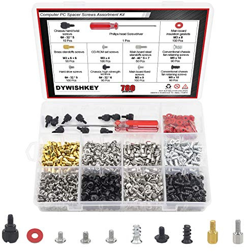 780PCS Computer Screw Kit, DYWISHKEY Computer Screw Standoffs Set Kit for Hard Drive Computer Case Motherboard Fan Power Graphics with a Screwdriver