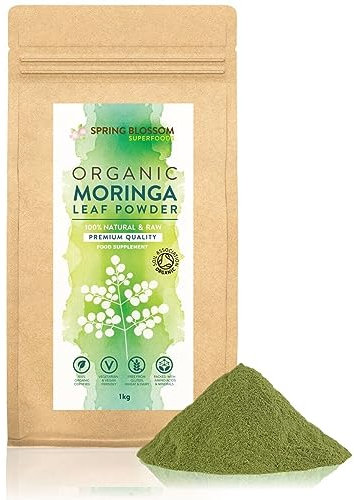1KG Moringa Superleaf Powder Oleifera 100% Organic Raw Premium Quality Non-GMO Healthy Vegan Superfood Food Supplement Rich in Protein, Amino Acids, Antioxidants, Dietary Fibre, Vitamins & Minerals