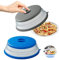 Lostwry tapa para microondas plegable, 2pcs colador plegable para microondas cubierta de alimentos de microondas cubierta para plato de microondas silicona para colar enjuague frutas (gris + azul)