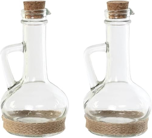 MGE - Set Huile et Vinaigre, Récipient en Verre pour Huile et Vinaigrette, Boite à Huile Classique avec Bouchon en Liège, Design Rétro, Distributeur d'huile - Bouteille pour Huile et Vinaigre - 230 mL