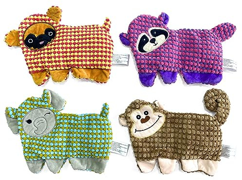 AZSSMUK Cute No Stuffing Dog Toy for Small, Medium Breeds, Fun for Indoor Puppies with Soft Squeaker and Crinkle Paper, No Mess Chew and Play (4 Pack)