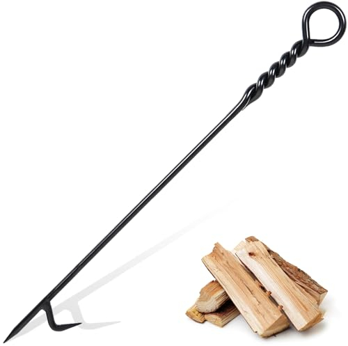 CKLT Feuerschürhaken für Feuerstelle, 101,6 cm, gedrehtes Seil-Design, robuste handgefertigte Feuerstelle, Schürhaken für Lagerfeuer, Holzofen, Brennholz, Kohlen, Außen- und Innenkamin