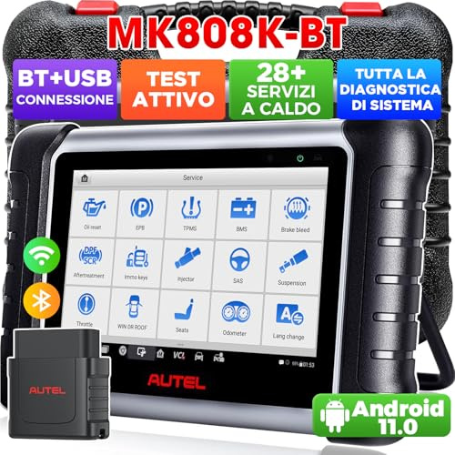 Autel MaxiCOM MK808K-BT OBD2 Diagnosegerät Gleich wie MK808BT Pro 2024 Bidirektionaler Aufstockung des MK808S MX808S, BT Ver. von MX900, Aktiver Test, 28+ Dienst, Alle System Scan-Tool, Batterie Test