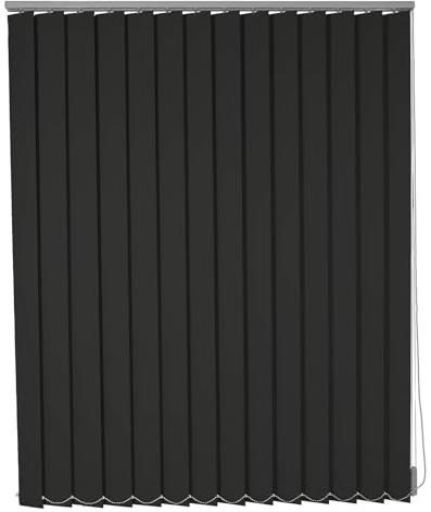 Schwarz Vertikaljalousie Lamellenvorhang Raumverdunkelnd Sichtschutz Sonnenschutz Lamellen Jalousien Blendschutz Schiebevorhang für Tür Fenster,Anpassbare Farbe,Breite x Höhe (170cm x 260cm)