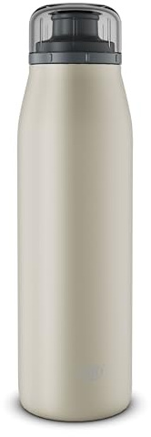 alfi ISO BOTTLE 500ml, beige, Isoliertrinkflasche aus Edelstahl, absolut dichter Drehverschluss, hält 12 Stunden heiß, 24 Stunden kalt, Trinkflasche für Kohlensäure, BPA-frei