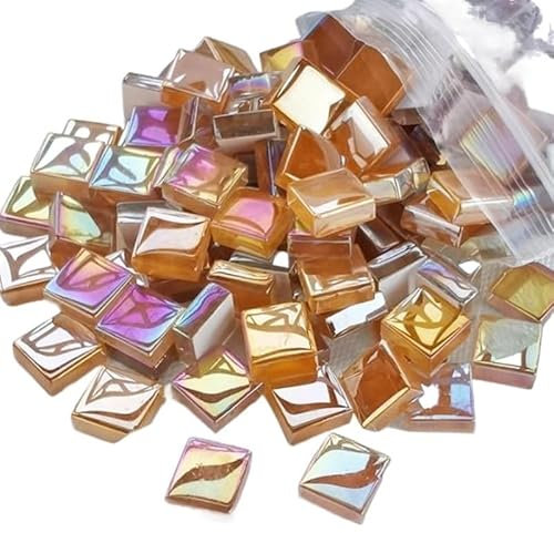 Tesselles Mosaique 100 pièces (100g/3.52oz) carreaux de mosaïque en verre émaillé brillant 4mm/0,16 pouces d'épaisseur 1cm/0,39 pouces, carreaux artisanaux carrés, matériaux de fabrication de mosaïque