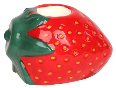 Talking Tables Portacandela in Ceramica a Forma di Fragola, Supporto per Candele Affusolate, Decorazione Tavola Interna Esterna, Matrimoni, Regali, Centrotavola, 10cm
