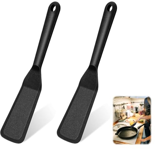 hankousi 2Pcs Silicone Spatula- Non-Stick, Heat Resistant Reversible Turner for Baking Cookies, Eggs, Pancakes, Omelettes, Burgers & Crepes - Ideal Kitchen Utensil for Cooking