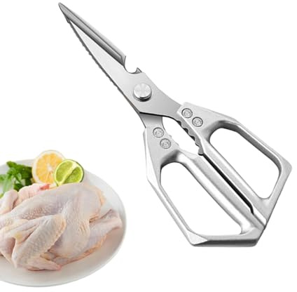 Tijeras de cocina - Tijeras de cocina de acero inoxidable, uso de alto rendimiento, herramienta de cocina multiusos, mango cómodo, tijeras de cocina con borde fuerte para aves y mariscos Zuberaratio