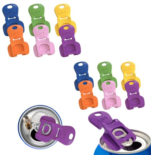 12PCS Colorful Can Tab Openers & Leak-Proof Drink Covers – One-Hand Soda Can Opener and Reusable Protector Caps for Coke, Beer, Soda, and Aluminum Cans