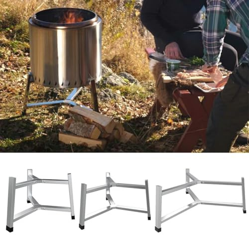 FUBESK Stainless Steel Fire Pit Stand for Outdoor Fireplace, 3-Legged Base with Vent Holes for Heat Management, 15/19.5/27 in