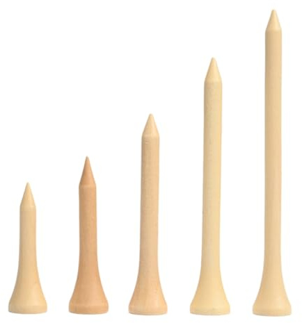 60 Pezzi Tee da Golf in Legno 5 Altezze Diverse (83mm-35mm), Accessori Golf Ecologici e Biodegradabili, Confezione Mista per Allenamento e Partita, Colore Naturale