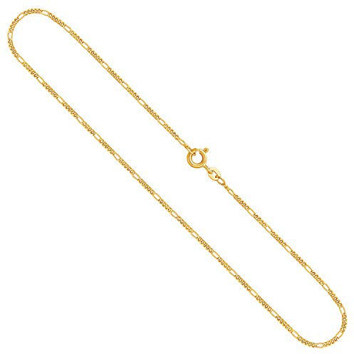 EDELIND Goldkette, Figarokette diamantiert Gelbgold 333/8 K, Länge 42 cm, Breite 1.5 mm, Gewicht ca. 1.9 g., NEU