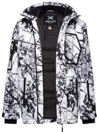 Arctix Kids Insulated Quilted Lining Waterproof Taped Cold Weather Ultimate Performance Jacket, Cracked Marble White, Small