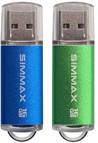 Pendrive 2 pezzi 16GB Chiavetta USB 2.0 Unità Memoria Flash di SIMMAX (16GB Verde Blu)