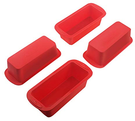 4 Pack Mini Loaf Pans,Nonstick Silicone Bread Loaf Pans