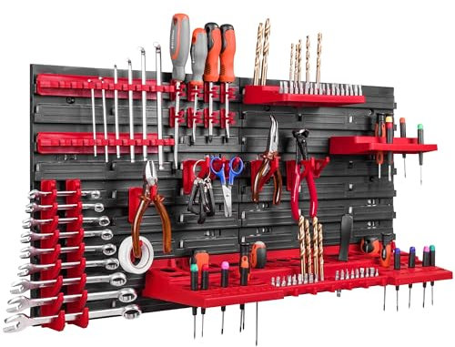 botle Lagersystem Wandregal 78x39 cm, Werkzeughalterungen, Schüttenregal Sichtlagerkästen, Extra Starke Wandplatten, Regal Erweiterbar, Werkstattregal Lagerregal Werkstattwandregal Steckregal