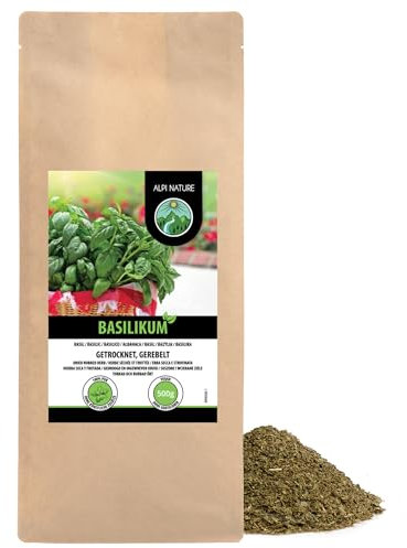 Alpi Nature Basilic Séché 500g, Feuilles de Basilic Séchées et Frottées, Assaisonnement Italien