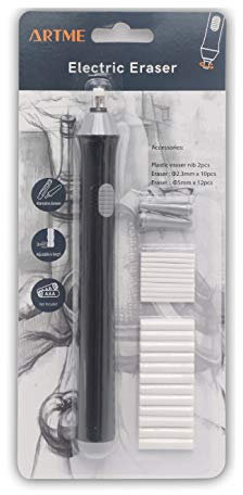Artme Gomma per cancellare elettrica/automatica – 22 ricariche incluse (2,3 mm e 5 mm) – Schizzi, architetti, ingegneri e studenti