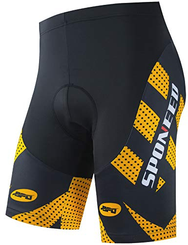 Bike Tights for Men Cycling Shorts Padded Racing Bicycle Riding Pants Male Triathlon Tights US L Golden Yellow