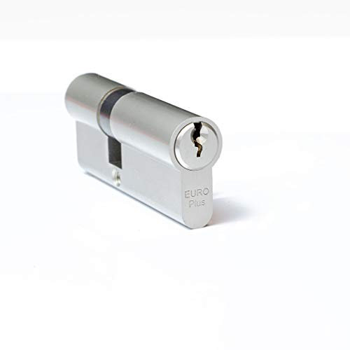 FELGNER Doppel-Zylinder Euro Plus Schließzylinder Profilzylinder Türschloss Sicherheitsschloss für Türen Haustür Wohnungstür - inkl. 3 Bart-Schlüssel | 30-55 mm (55-30 mm) Nickel Matt