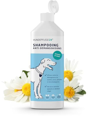 Shampooing Chien Antidémangeaison 500ml - Aide Contre Les démangeaisons, acariens, puces & infections fongiques - Shampooing Naturel pour Chien + Nettoyage et Soin antibactérien