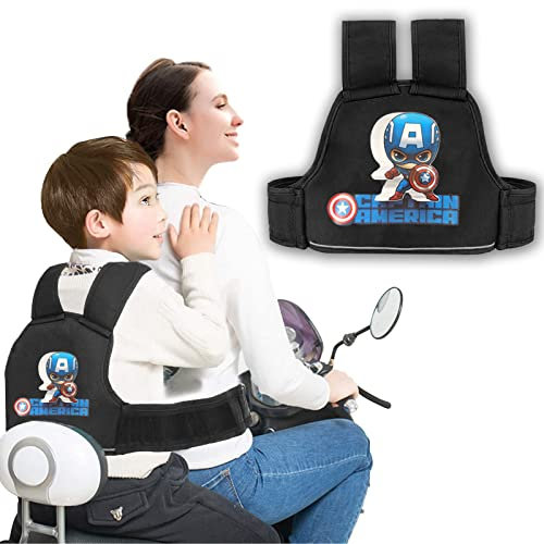 LIBRNTY Bambini Cintura Sicurezza per Moto,Prova di Caduta Imbracatura di Sicurezza per Bambini,Regolabile Confortevole Cintura di Protezione,Design a Strisce Riflettenti,Adatto per 2-13 Anni