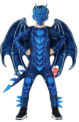 Morph Déguisement Dragon Enfant Bleu, Costume Dragon Enfant, Déguisement Animaux, Costume Carnaval Garcon, Deguisement Halloween Garcon XL