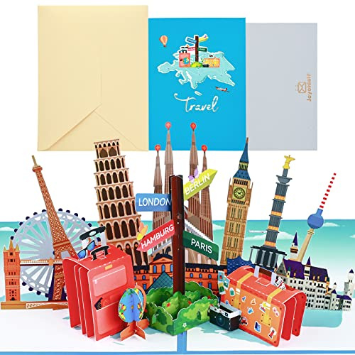 joyoldelf Tarjeta Felicitacion Viajar Pop Up - Postal CumpleañOs 3D, Tarjeta Despedida, Regalos Para Viajeros, Atracciones Famosas Para Visitar, Ideal Para Amigos, Salidas, Jubilacion (Viajes mundo)