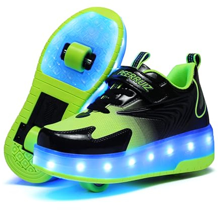 Ehauuo Unisex Roller Shoes Kids Sparkling Wheels Shoes Girls Light up Roller Skates Sneakers Boys Rechargeable Flashing Sneakers for Gift