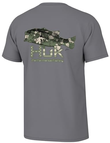 HUK Mens KC Scott Short Sleeve Tee, Performance Fishing T-Shirt, Camo Bass - Night Owl, XX-Large