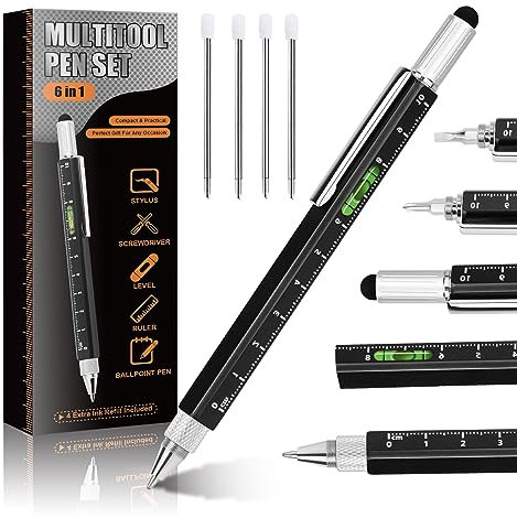 Stiftgeschenke für Männer, 6-in-1-Multitool-Stift, coole Gadgets-Werkzeuge für Männer, Geburtstagsgeschenke für Männer, Ehemann, Opa, Ingenieur, Heimwerker