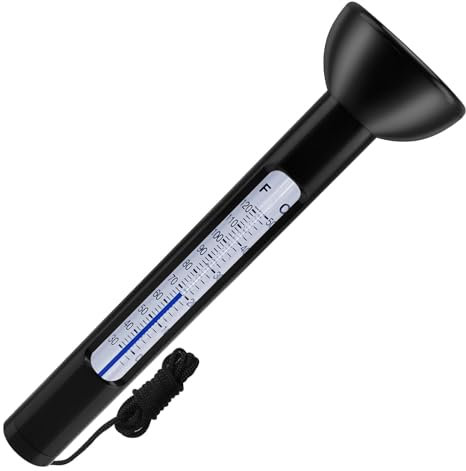 Thermomètre de piscine avec ficelle pour piscine extérieure, jacuzzi, étang à poissons, compteur de température de l'eau flottant facile à lire