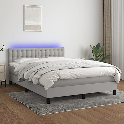 qohoio Boxspringbett mit Matratze & LED Bett Boxspringbett Bett Mit Matratze Polsterbett Schlafzimmer MöBel Hellgrau 140x190 cm Stoff - 3133469