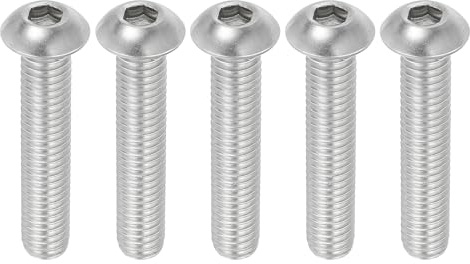 PATIKIL 5pz Viti a Testa Bombata con Esagono Incassato, 3/8-16x2 Acciaio Inossidabile 304 Bulloni Testa Cilindrica Esagono Incassato Viti Completamente Filettatura Completa Fine UNC
