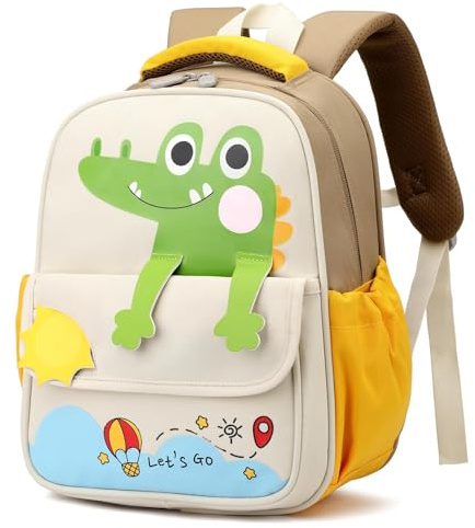 PROTAURI Sac a Dos Enfants pour Garçon 2-6 Ans, Sac a Dos Maternelle avec Sangle de Poitrine, Confortable, Hydrofuge, Cartable Maternelle Respirant et Léger, Kaki