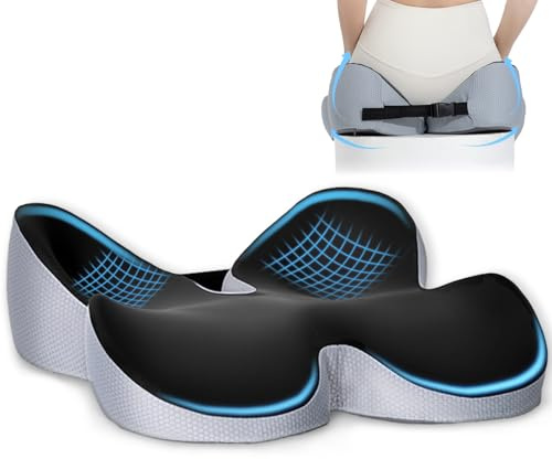 GRIRDDIV Cuscino Sedia Ufficio, Memory Foam Cuscino Ergonomico Sedia Ufficio, Modellamento dei fianchi, Portatile e Regolabile, Memory Foam per Casa Auto e Sedia a Rotelle
