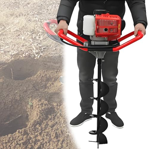DOZPAL Taladro inalámbrico para Postes de cercas - Taladro de Tierra a Gasolina de 4 Tiempos con Brocas de 8/10/12/15/20/25/30 cm, pértiga de extensión de 80 cm y Accesorios 15cm