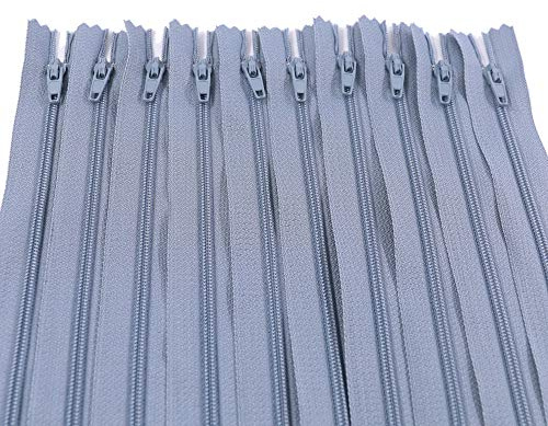 Renashed 60Pcs 12Inch Nylon Coil Zippers for Tailor Sewer Sewing Craft Crafter's Specia (Gray)