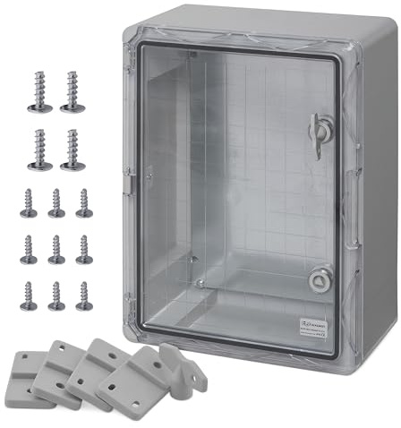 BOXEXPERT Custodia in plastica ABS, IP65, custodia a parete, custodia vuota, 400x300x170 mm, grigio, trasparente, custodia serie Fleet