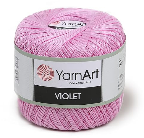 Yarn Art 1 Skein YarnArt Violet,100 Mercerized Cotton Yarn Threads Crochet Lace Hand Knitting Yarn Embroidery Arts Crafts (Pink 319)