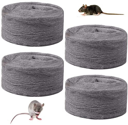 Saijer Lana De Acero,4 PCS Lanas De Alambre De Acero Grado 0000 Paño De Pulido Limpias Las Lanas De Acero Hilo De Acero Bloqueador De Huecos Alambre Fino para Limpieza Pulido Madera Metal Cocina
