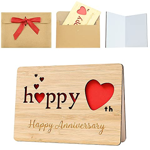 WANTOUTH Carte d'Anniversaire en Bois, Carte en Bois avec Enveloppe, Carte de Vœux Anniversaire, Carte de Joyeux Anniversaire, Carte de Vœux pour homme, femme, Anniversaires, Saint-Valentin