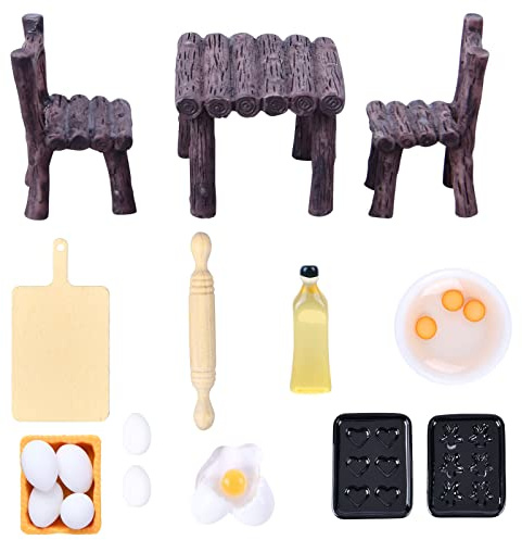 Aolso Dollhouse Furniture, 17pcs Miniature Dollhouse Accessories, Dolls House Accessories for Girls Boys Ages 3 and Above Doll House Decor, Black